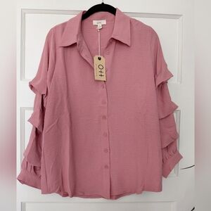 NWT M Ott Dusty Pink Button-Down Shirt